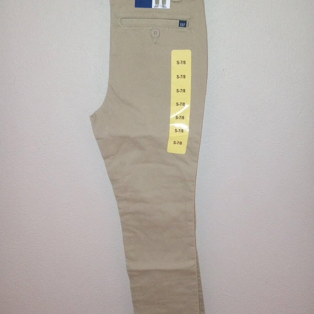 Gap Kids Youth Size Small 7/8 Inside Elastic w Button Tan Twill Pants NWT - Picture 2 of 4